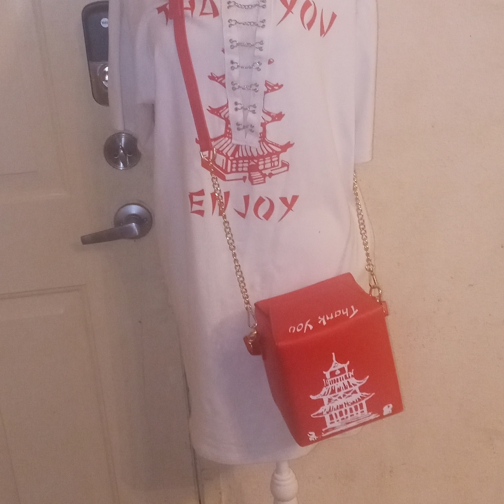 Red and White Long Sleeve Dress